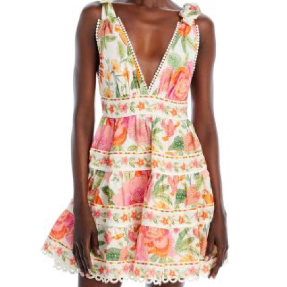 Farm Rio Macaw Bloom mini dress